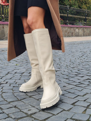 CREAMMY kožené vysoké boots